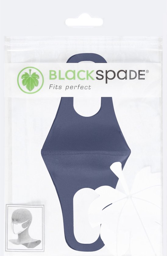 Blackspade Uniseks wasbaar mondkapje volwassenen - Herbruikbaar, stretch katoen - Medium - Blauw - BlackSpade