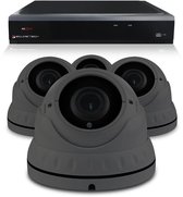 PremiumSeries Sony camerabewaking set met 4 x bekabelde 5MP 2K Dome camera