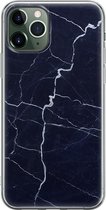 iPhone 11 Pro Max hoesje siliconen - Marmer Navy - Soft Case Telefoonhoesje - Marmer - Transparant, Blauw