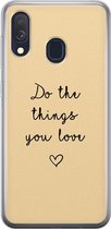 Samsung Galaxy A40 hoesje siliconen - Do the things you love - Soft Case Telefoonhoesje - Tekst - Geel