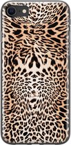 iPhone SE 2020 hoesje siliconen - Animal print - Soft Case Telefoonhoesje - Luipaardprint - Transparant, Bruin