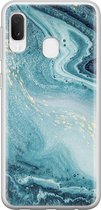 Samsung Galaxy A20e hoesje siliconen - Marmer blauw - Soft Case Telefoonhoesje - Marmer - Blauw