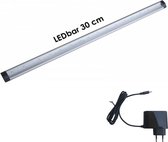 LEDbar 30cm compleet met voeding | 12V DC | 3W=30W | warmwit 3000K