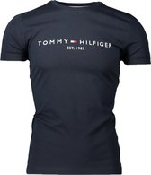 Tommy Hilfiger T-shirt Blauw Getailleerd - Maat L - Mannen - Never out of stock Collectie - Katoen