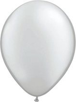 40x stuks Metallic zilveren ballonnen - Feestartikelen versiering