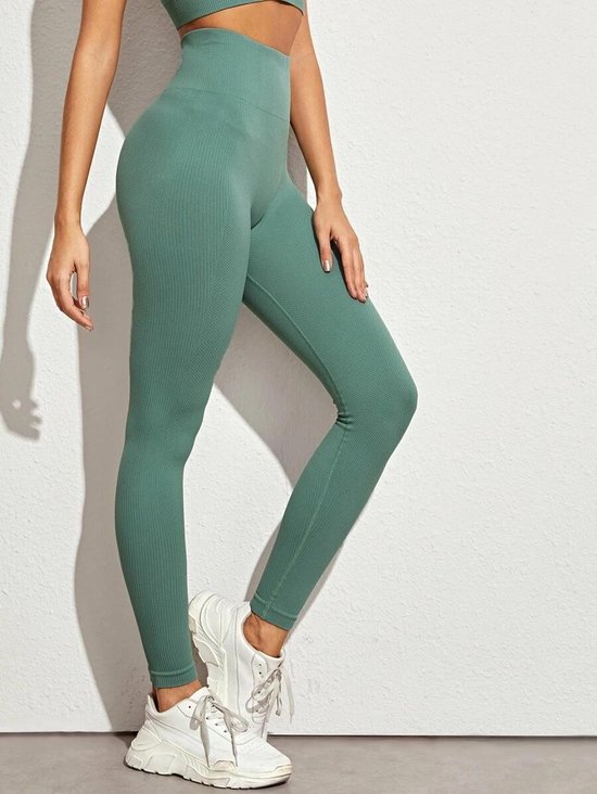 High waist sport legging dames gekleurd | SHEIN | groen | maat M | bol.com