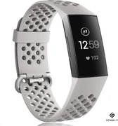 Siliconen Smartwatch bandje - Geschikt voor  Fitbit Charge 3 / 4 siliconen bandje met gaatjes - grijs - Maat: S - Strap-it Horlogeband / Polsband / Armband