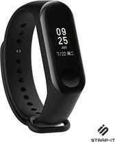 Siliconen Smartwatch bandje - Geschikt voor  Xiaomi Mi band 3 / 4 siliconen bandje - zwart - Strap-it Horlogeband / Polsband / Armband