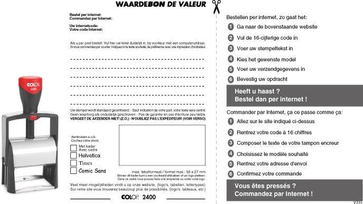 Waardebon Stempelplaatje Colop 2400