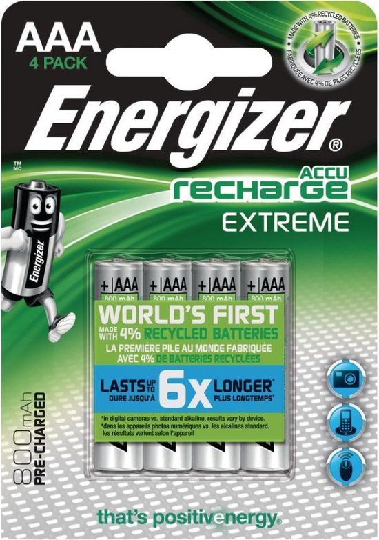 vertalen woonadres buitenaards wezen Energizer EN-EXTRE800B4 Oplaadbare Nimh Batterij Aaa 1.2 V Extreme 800 Mah  4-blister | bol.com