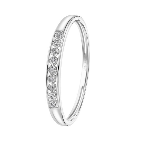 Lucardi Ringen  - 14 Karaat witgouden ring met diamant (0,02ct)