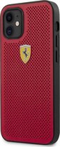 iPhone 12 Mini Backcase hoesje - Ferrari - Effen Rood - Kunstleer