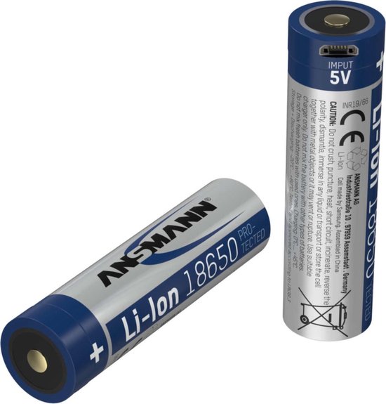 landheer links Uitrusten Li-Ion batterij 18650 met 2600 mAh en Micro-USB laadaansluiting | bol.com