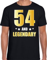 54 and legendary verjaardag cadeau t-shirt / shirt - zwart - gouden en witte letters - voor heren - 54 jaar verjaardag kado shirt / outfit 2XL
