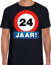 Stopbord 24 jaar verjaardag t-shirt - zwart - heren - 24e verjaardag - Happy Birthday shirts / kleding S