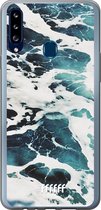 Samsung Galaxy A20s Hoesje Transparant TPU Case - Waves #ffffff