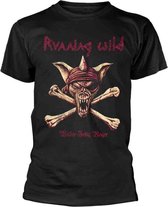 Running Wild Heren Tshirt -L- Under Jolly Roger Crossbones Zwart