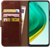 Rosso Element Book Case Wallet Hoesje Geschikt voor Xiaomi Mi 10T (Pro) | Portemonnee | 3 Pasjes | Magneetsluiting | Stand Functie | Bruin