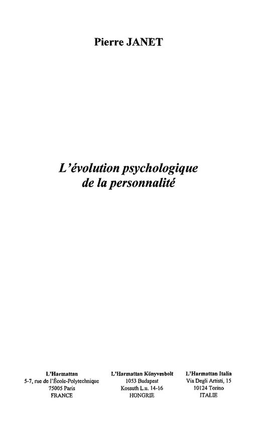L'évolution psychologique de la personnalité - cover