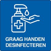 Vloerpictogram “graag handen desinfecteren” Wit & Blauw 200 mm x 200 mm x 0,99 mm