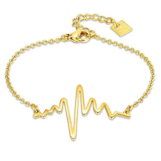 Twice As Nice Armband in goudkleurig edelstaal, hartslag 16 cm+3 cm |  bol.com