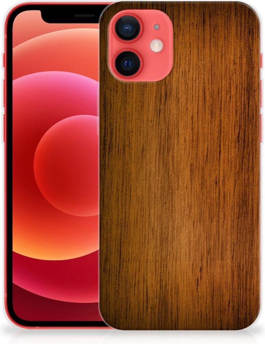 iPhone 12 Mini Bumper Hoesje Donker Hout