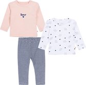 Little Label - babysetje - 2 shirts en broekje - roze en sterren - maat: 56 - bio-katoen