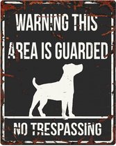D&D Waakbord / Warning sign square jack russel gb Zwart 20x25cm