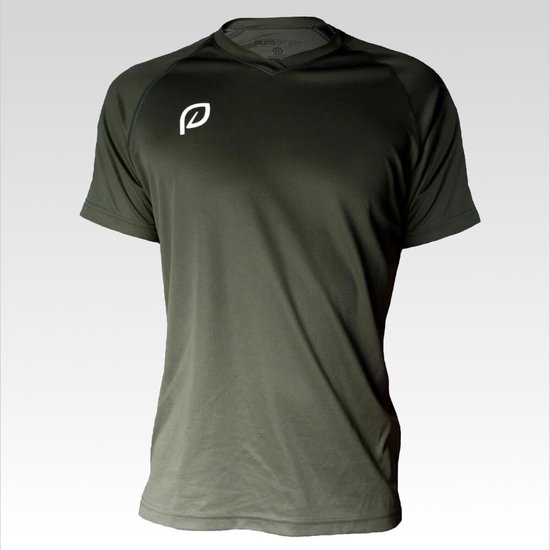 Sportshirt heren groen/bruin - 100% gerecycled polyester XS | bol.com