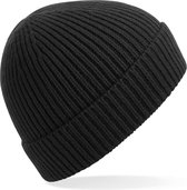 Bonnet d'hiver tricoté côtelé noir pour adultes - Chapeaux femme / chapeaux homme - 97% polyacrylique et élasthanne