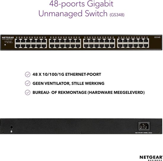 Netgear 48-Port GS348 Gigabit Unmanaged Switch