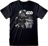 Star Wars Heren Tshirt -M- The Mandalorian - BW Photo Zwart