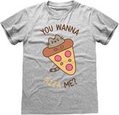 Pusheen - Wanna Pizza Me Fitted T-Shirt Grijs