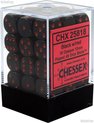 Afbeelding van het spelletje Chessex Opaque Black/red D6 12mm Dobbelsteen Set (36 stuks)