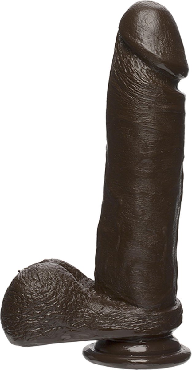 Goedkoopste Doc Johnson Perfect D - Realistische FIRMSKYN Dildo met Ballen - 20 cm chocolate