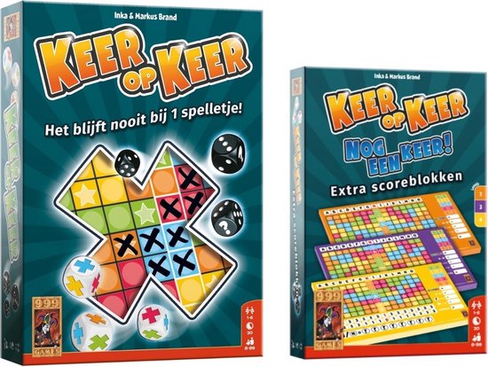 Afbeelding van het spel Spellenset - 2 stuks - Keer op Keer - Dobbelspel & Scoreblok 3 stuks Level 2, 3 en 4