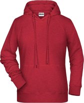 James and Nicholson Dames/dames Raglan Sleeved Hoodie (Karmijnrood Melange)