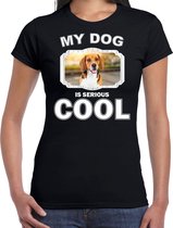 Beagle honden t-shirt my dog is serious cool zwart - dames - Beagles liefhebber cadeau shirt L