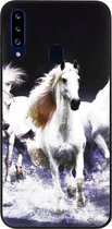 ADEL Siliconen Back Cover Softcase Hoesje Geschikt voor Samsung Galaxy A20s - Paarden Wit