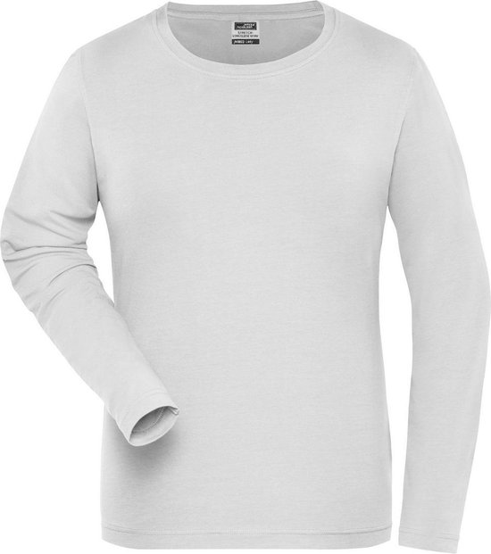 James and Nicholson Dames/dames Organic Cotton Sweater met lange mouwen (Wit)