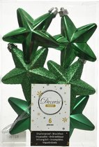 Decoris Ster Plastic Glans-Mat-Glitter Hulst Groen 2x7.5x7.5cm