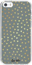 Casetastic Apple iPhone 5 / iPhone 5S / iPhone SE Hoesje - Softcover Hoesje met Design - Golden Hearts Green Print