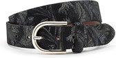 A-Zone Dames riem zwart met fantasieprint - dames riem - 4 cm breed - Zwart / Grijs - Echt Leer - Taille: 100cm - Totale lengte riem: 115cm