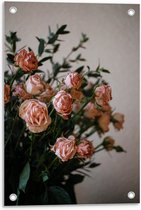Tuinposter – Bos met Roze Rozen - 40x60cm Foto op Tuinposter  (wanddecoratie voor buiten en binnen)