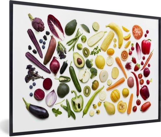 Foto in lijst - Verse groenten en fruit elkaar fotolijst zwart zonder | bol.com
