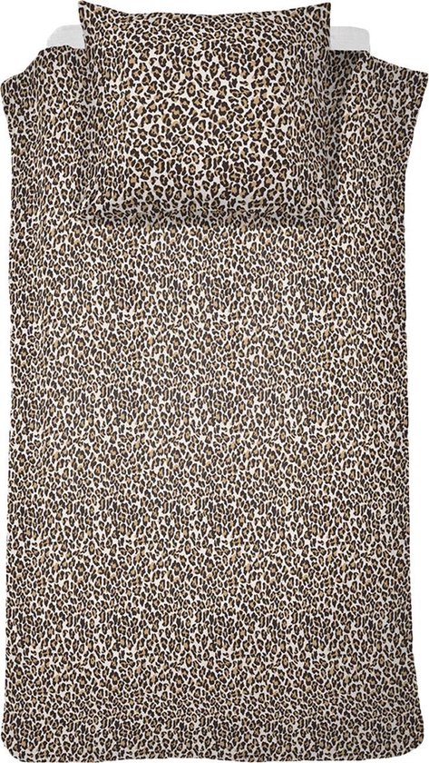 Hoogwaardige Percale Katoen Eenpersoons Dekbedovertrek Leopard Taupe | 140x200/220 | Fijner Geweven | Topkwaliteit
