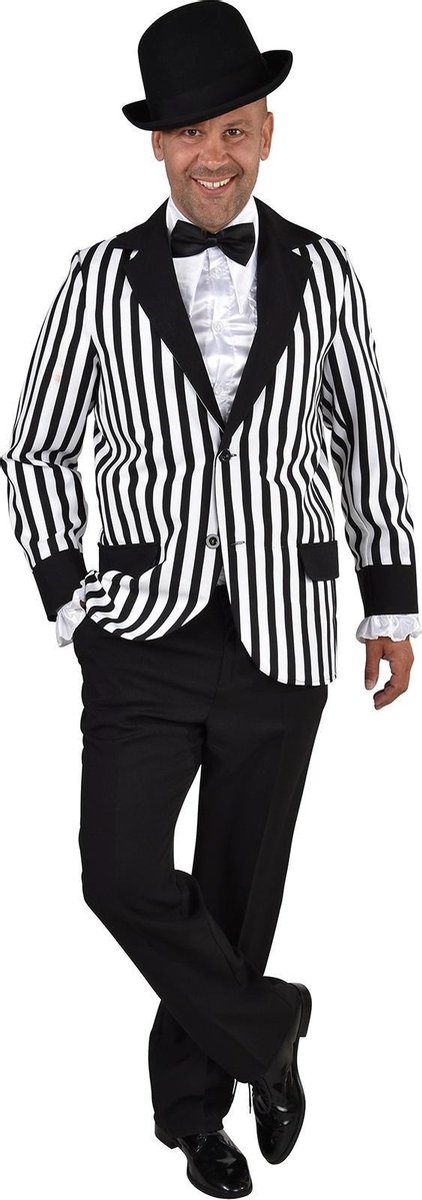 Magic Design Colbert Streep Heren Polyester Zwart/wit Maat L