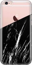 iPhone 6/6s transparant hoesje - Marmer zwart schuin