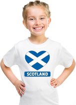 Schotland hart vlag t-shirt wit jongens en meisjes L (146-152)