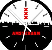 Klok van de stad Amsterdam origineel - 30 cm - zw/w rood
